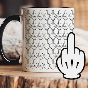 Funny Middle Finger Mug - Adult Humor Gag Gift, Humorous Sarcastic F Off Coffee Cup for Him