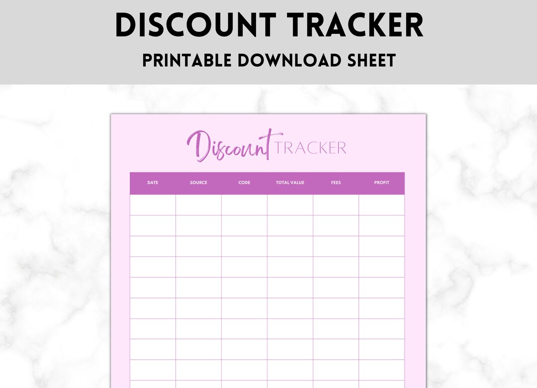 Comp Off Tracker Sample Printable Discount Tracker Digital Download // Small - Etsy