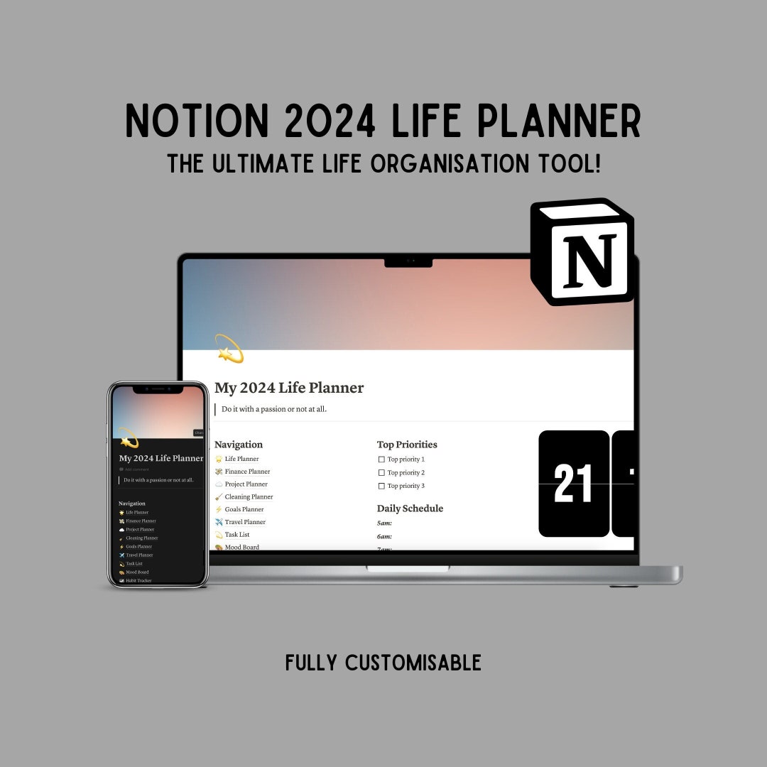 Notion 2024 Planner All in One // Notion Dashboard Template, Life ...
