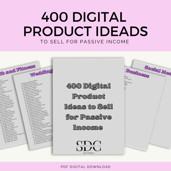 400 Digital Product Ideas to Sell for Passive Income // Etsy small business ideas, make money online, side hustle ideas, printables to sell