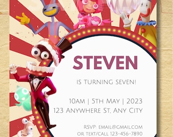 Digital Circus Birthday Party Invitation, Kids Party Digital Download, Customizable Digital Circus Party Invitation