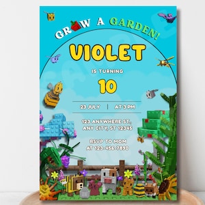 Roblox Birthday Invitation: Grow a Garden Party, Editable Canva ...