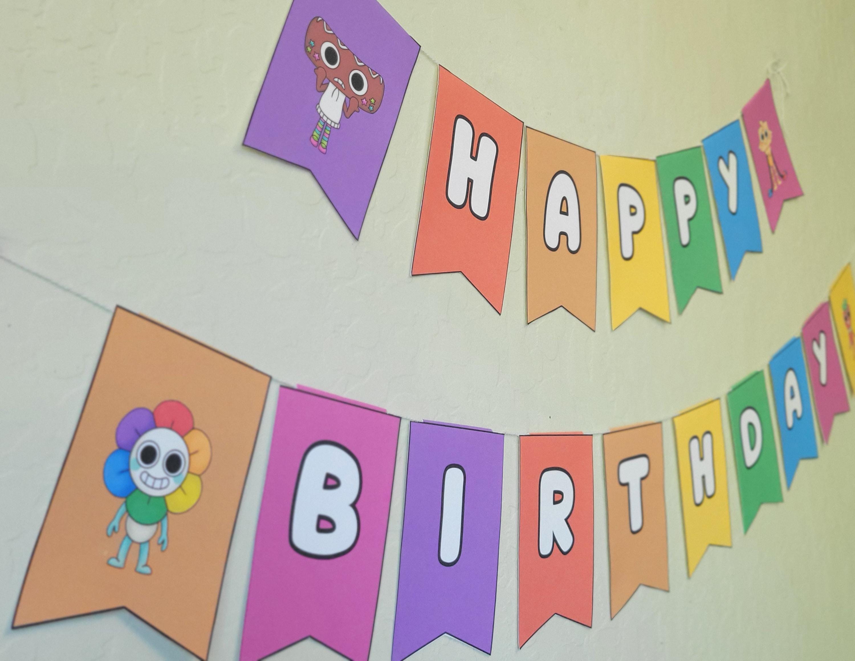 Dandy’s World Birthday Banner – Editable Printable Party Decor with Toon Characters – Instant Download for Kids Birthday