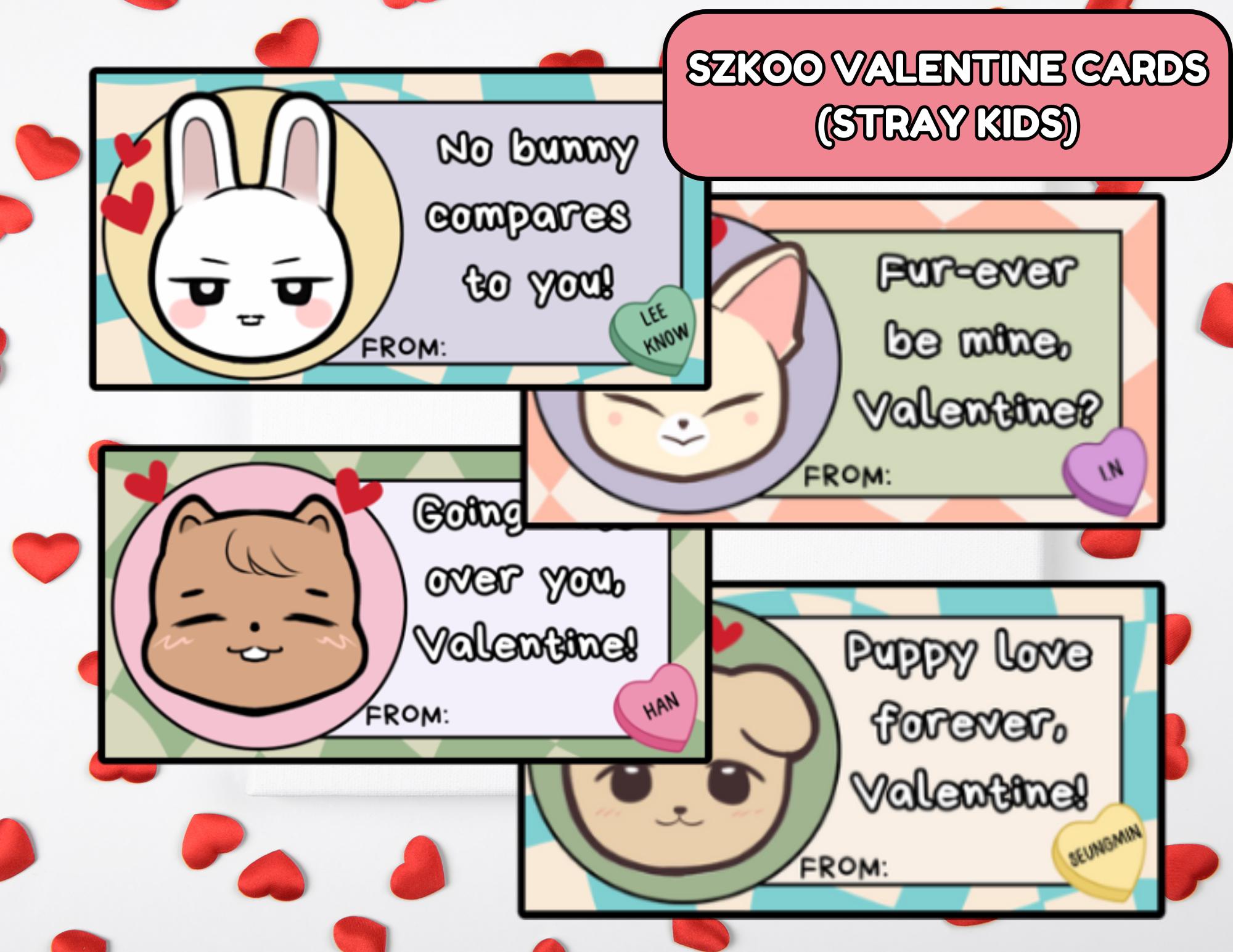 SKZOO Valentine Cards: Stray Kids Printable Valentines (digital