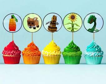 Grow a Garden Roblox Cupcake Toppers | Printable Party Decor | Digital Download | 30 Different Designs | Roblox Game