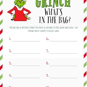 Grinch Co Jest W Torbie, Zabawna Gra Świąteczna, Grinch Gra Świąteczna dla Dorosłych Dzieci