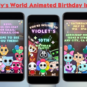 Dandy&#39;s World Animated Garden Birthday Invitation - Custom Digital Download - Birthday Party Editable Template - Custom Order - Dandy Toons