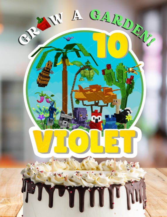 Roblox Cake Topper: Grow a Garden Birthday Party Decoration (PDF & JPEG Digital Download