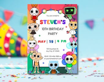 Dandy&#39;s World Birthday Invitation | Printable Birthday Card for Kids | Digital Download | Canva Template