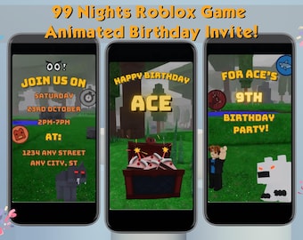 99 Nights Roblox Birthday Invitation | Animated Video Game Party Invite | Digital Download