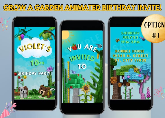 Roblox Birthday Invitation: Grow a Garden Animated Video (Digital Download)