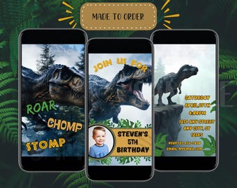 Personalized Dinosaur Birthday Invitation | Digital T-Rex Party Invite | Custom Jurassic Themed Birthday | Kids Birthday E-Invite