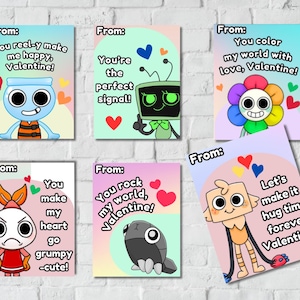 Tarjetas de San Valentín de Dandy's World / Tarjetas de San Valentín imprimibles para niños / Dibujos animados únicos y juegos de palabras divertidos / Descarga digital