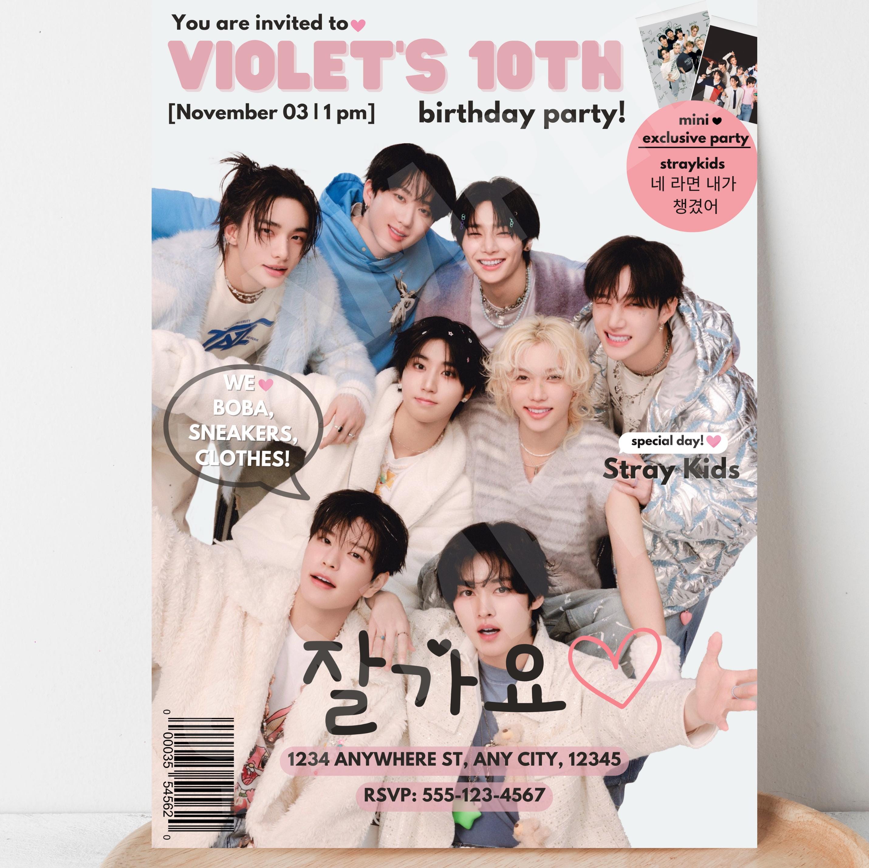 K-POP タレントカード Invitation Stray Kids Birthday Invitation | Kpop Party Invite | Printable