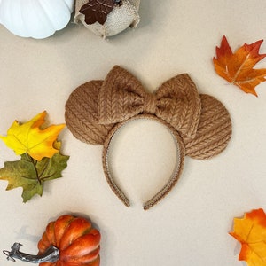 Brown Knitted Handmade Mouse Ears / Fall Mickey Ears