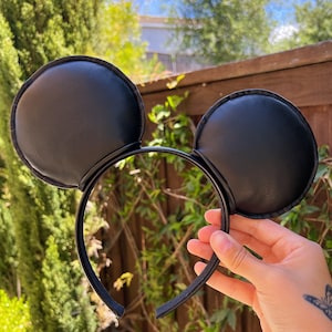 Black Faux Leather Mouse Ears / Black mouse ears