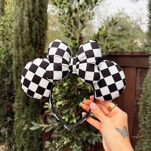 Black and white checkered mouse ears / handmade mouse ears / checkered Minnie ears / handmade / checkered
