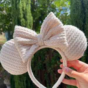 Ivory Knitted Handmade Mouse Ears / Fall Mickey Ears