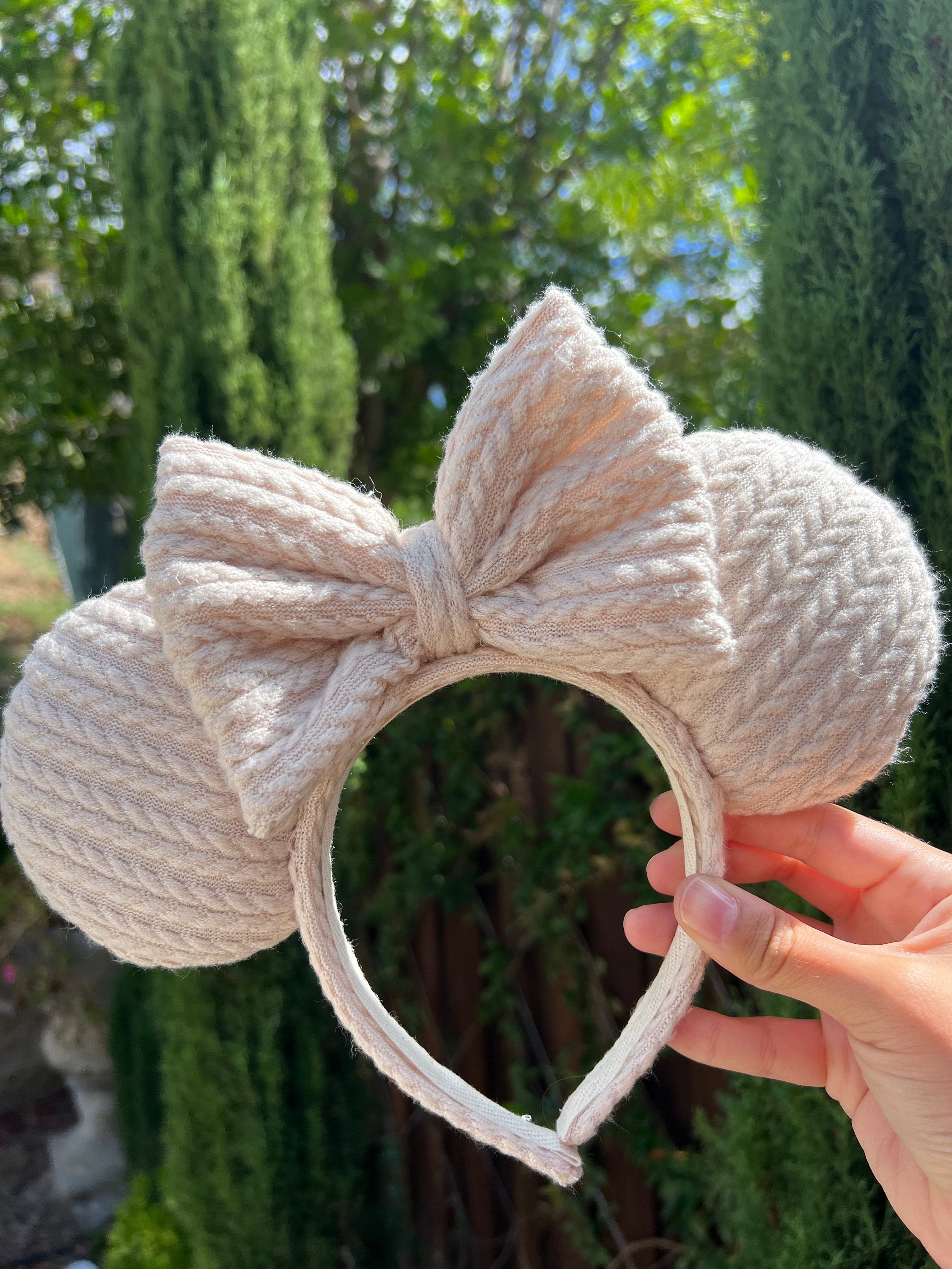 Ivory Knitted Handmade Mouse Ears / Fall Mickey Ears - Etsy