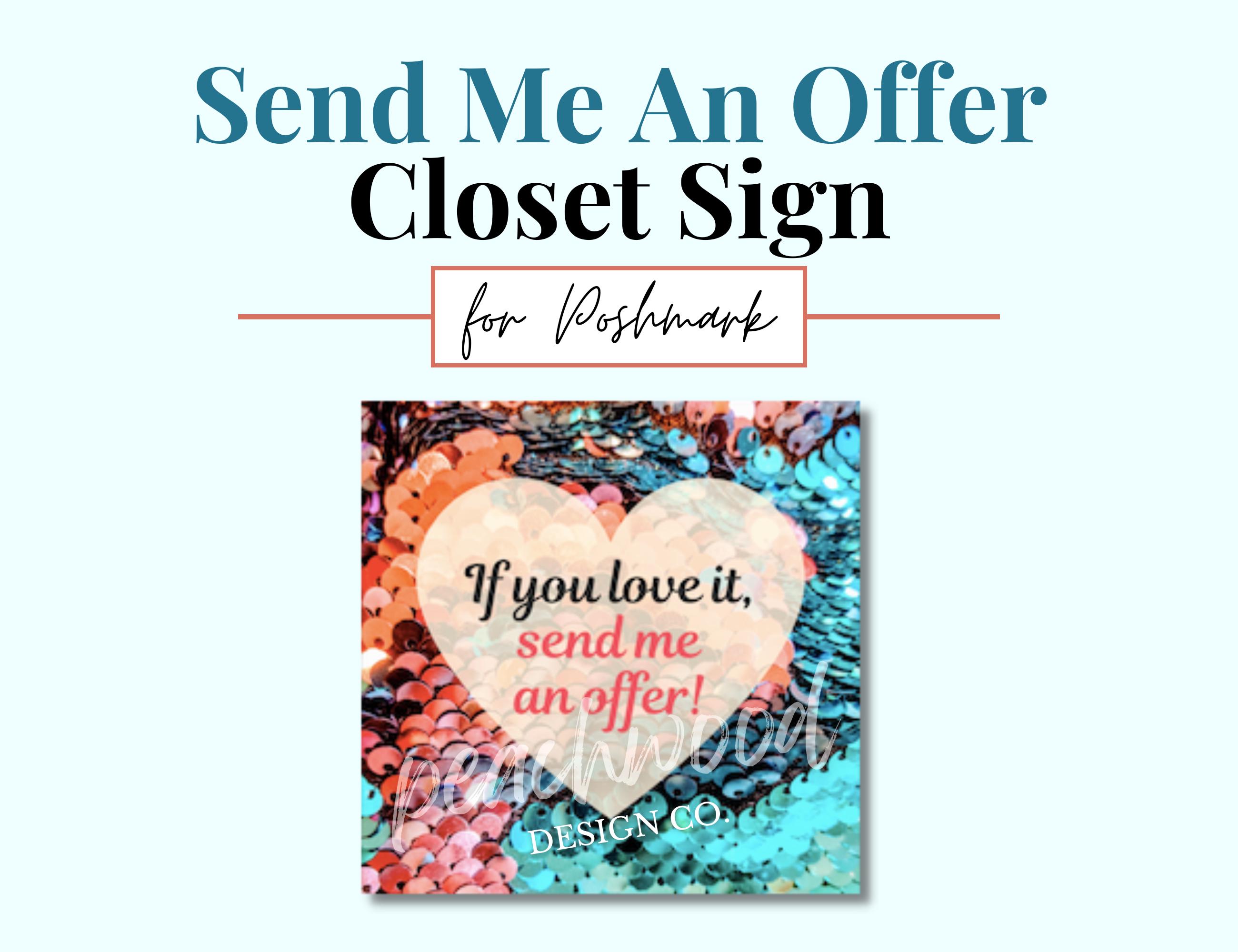 Poshmark Closet Sign | Sequin Heart, Send Me an Offer (PNG  display picture 3