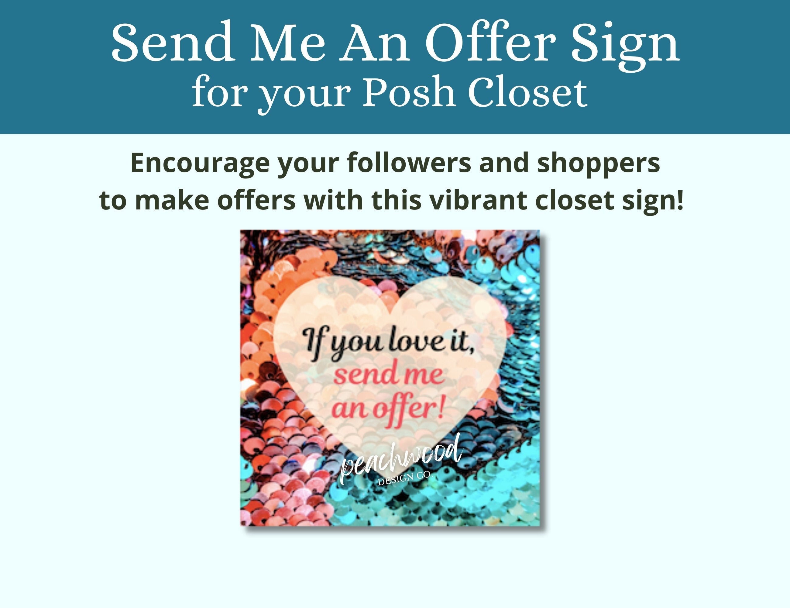 Poshmark Closet Sign | Sequin Heart, Send Me an Offer (PNG  display picture 1