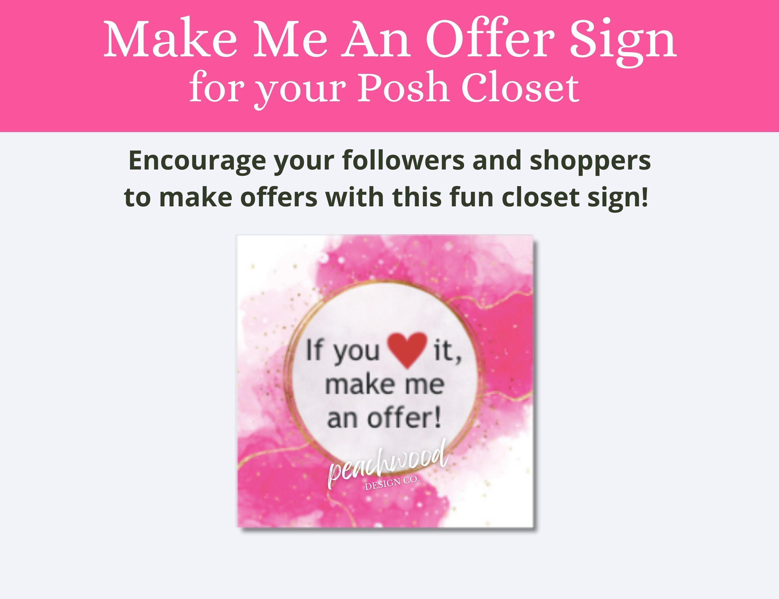 Closet Sign for Poshmark Make Me an Offer Offer Sign for Posh