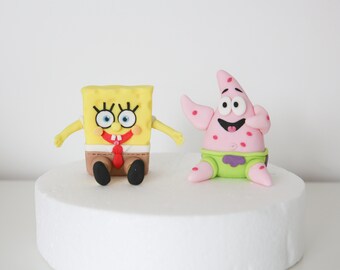 Unofficial Spongebob Style Inspired Fondant Cake Toppers for Kids Birthday Party