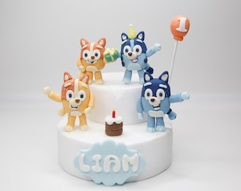 Dog Family Edible Cake Topper for Baby Boy and Kids Birthday Celebrations