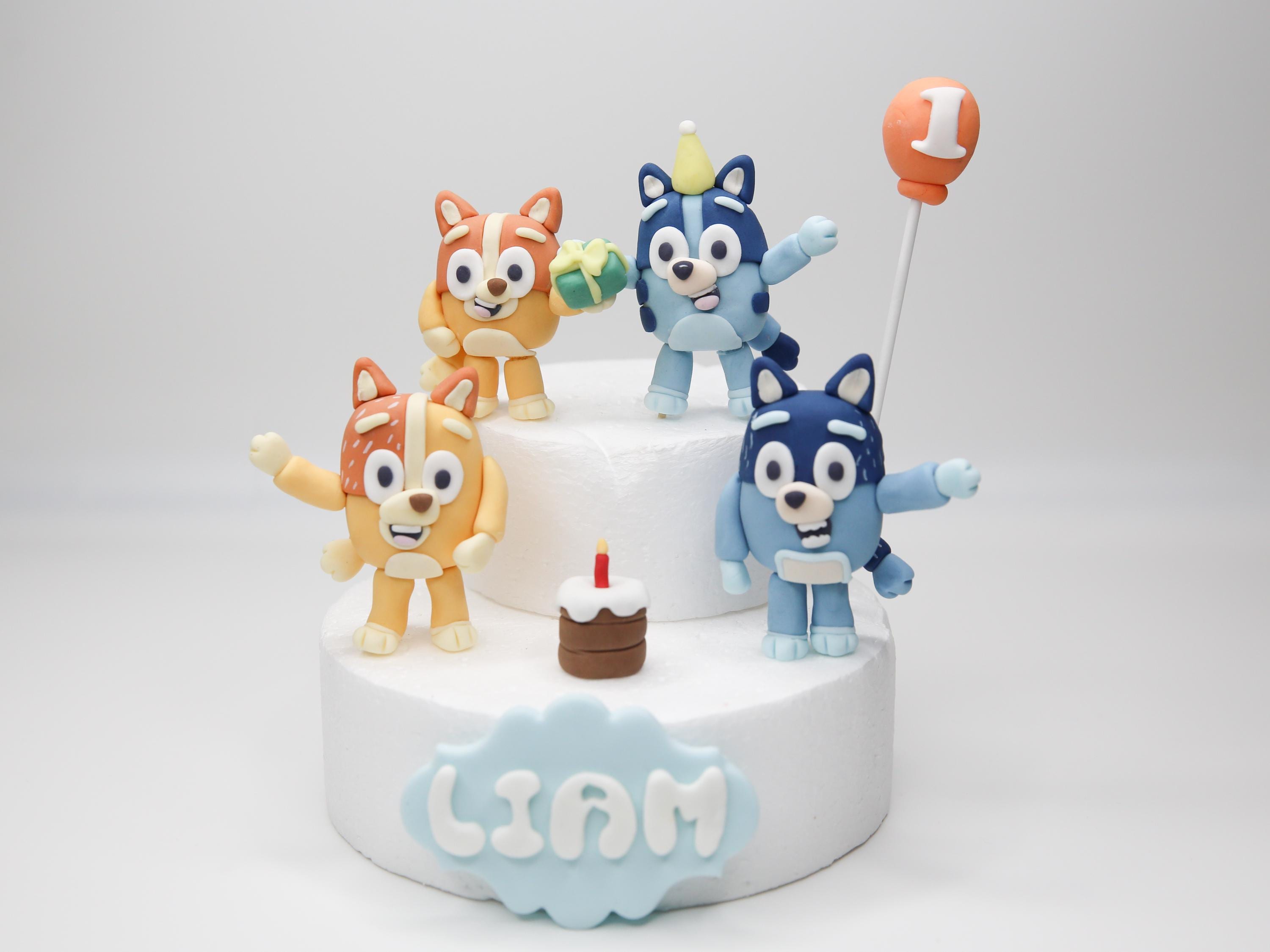 Bluey Dog Family Fondant Cake Toppers