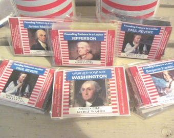 July 4th Party favors / USA 250 small gift soaps / Patriotic favors / Founding Fathers soap