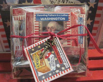 Founding Fathers Soap Gift Set: 6 Handmade American Revolution Soaps / USA 250 / Patriotic Gift Box