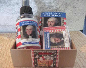 USA 250 gift set / Patriotic gift box / George Washington soap and mist