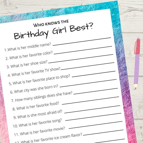 How Well Do You Know the Birthday Girl Who Knows the Birthday - Etsy