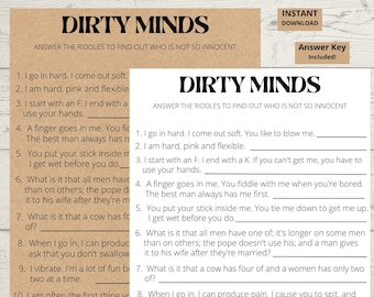 Adult Party Games, Dirty Mind game, Party games, Fun games, Printable games, for adults, for game night, Adult party games, Printable