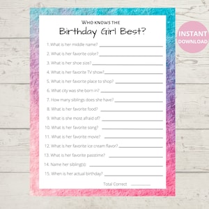 How Well Do You Know the Birthday Girl, Who Knows the Birthday Girl the ...