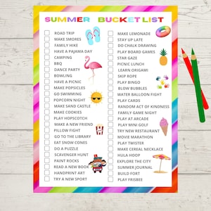 Summer Bucket List: Fun Activities Printable (PDF)