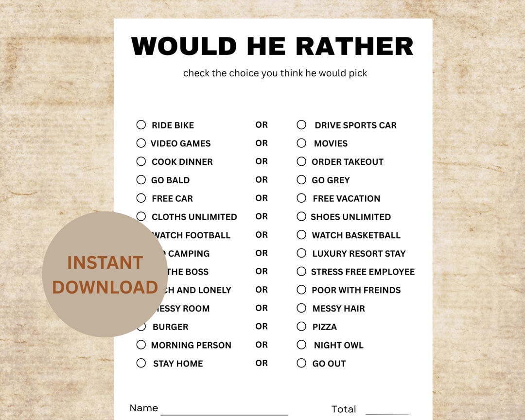 Would U Rather Adult Questions