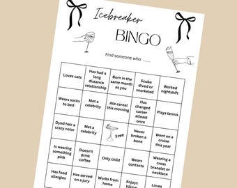 Jeux amusants pour adultes | Bingo pour soirées entre filles | Jeu imprimable pour une soirée entre filles | Bingo brise-glace | Téléchargement instantané | PDF