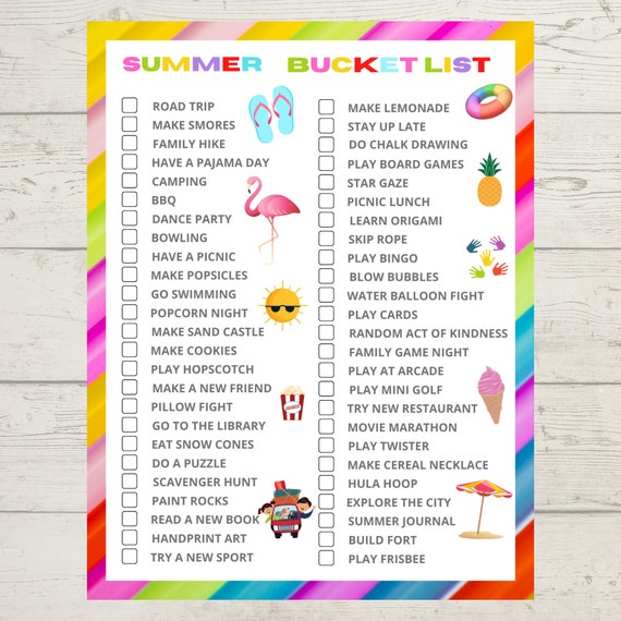 Summer bucket list Printable | Family summer Bucketlist | Summer Activities | Printable | Instant download | PDF