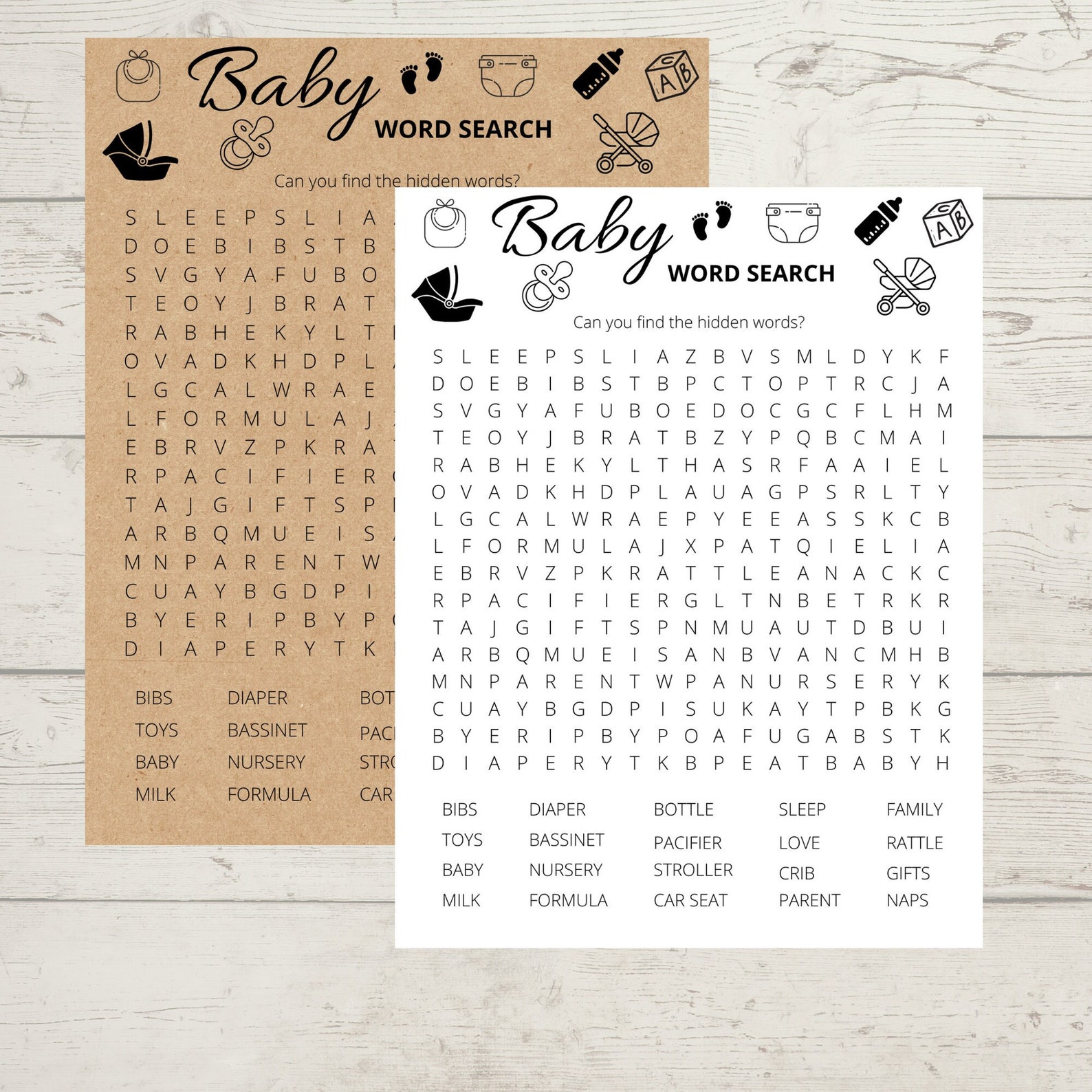 Word Search Baby Shower Game Printable Baby Shower Games Gender Neutral
