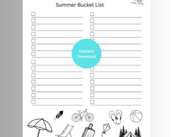 Summer bucket list Printable | Family summer Bucketlist | Summer Activities | Printable | Instant download | PDF