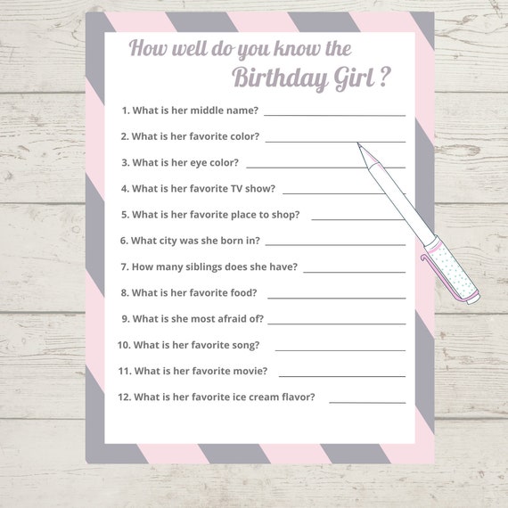 Birthday Games Girl Birthday Party Games Printable Birthday - Etsy