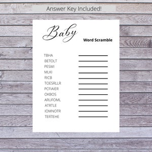 Word Scramble Baby Shower Game | Baby Word Scramble Game | Baby Shower Games | Baby Shower Activity | Printable Baby Shower Game | Rustic