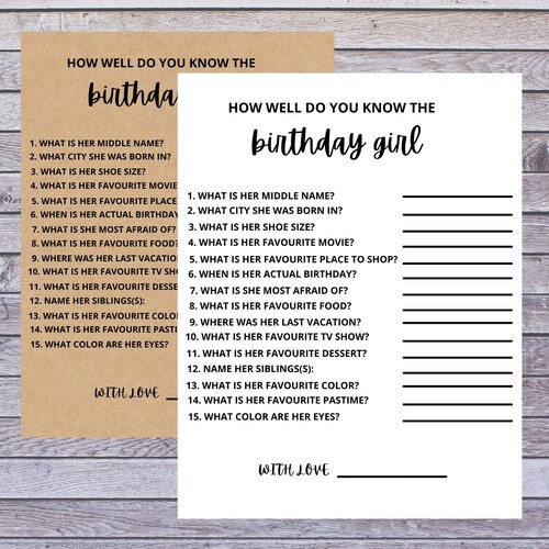 How Well Do You Know the Birthday Girl Who Know the Birthday - Etsy