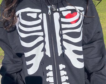 cyber y2k skeleton moletom com capuz