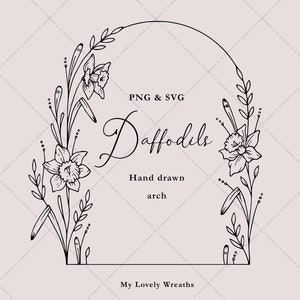 Daffodils Arch | Botanical Hand Drawn Illustrations | Floral Wedding Arch | ClipArt Vector Set SVG and PNG | Immediate Download
