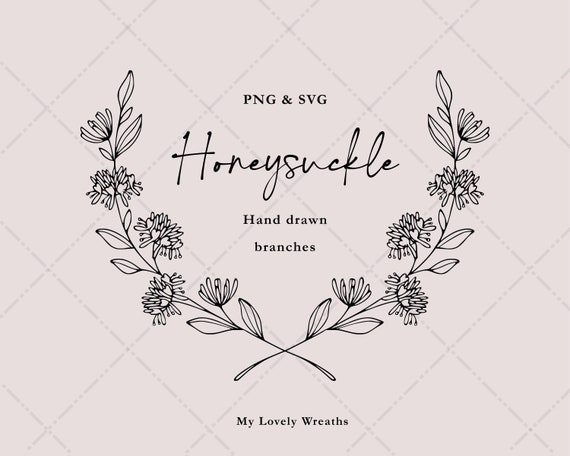 Honeysuckle Branches | Botanical Hand Drawn Illustrations | Floral Wedding Branches | ClipArt Vector Set SVG and PNG | Immediate Download