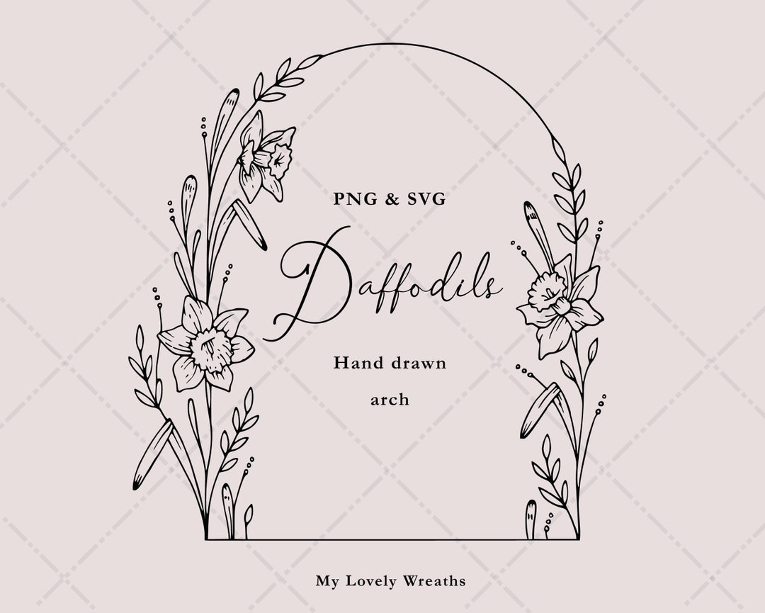 Daffodils Arch Botanical Hand Drawn Illustrations Floral Wedding Arch
