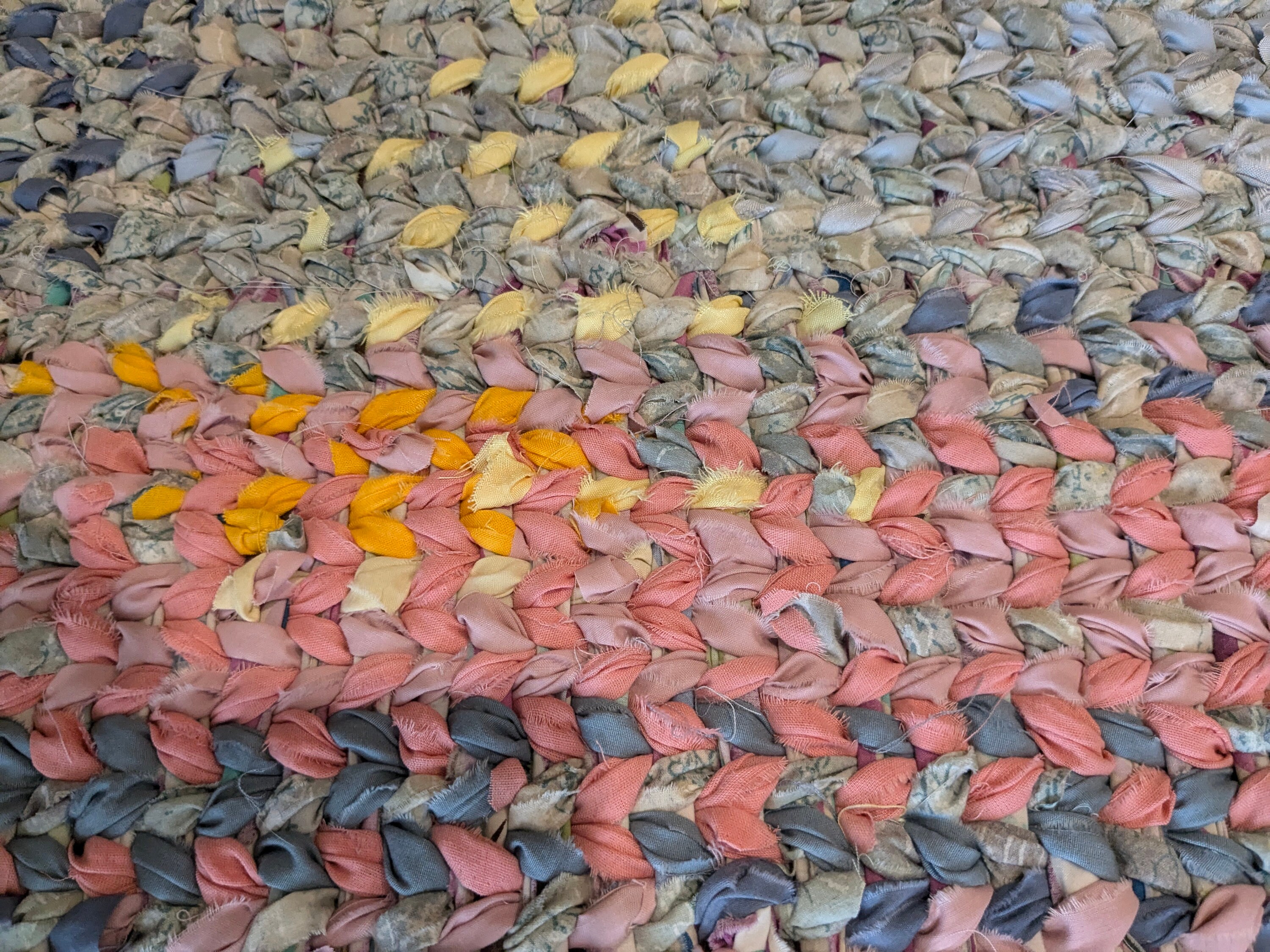 Twining Rag Rug Handwoven Twined Rag Rug, Sunset Colors, Upcycled Fabrics (22