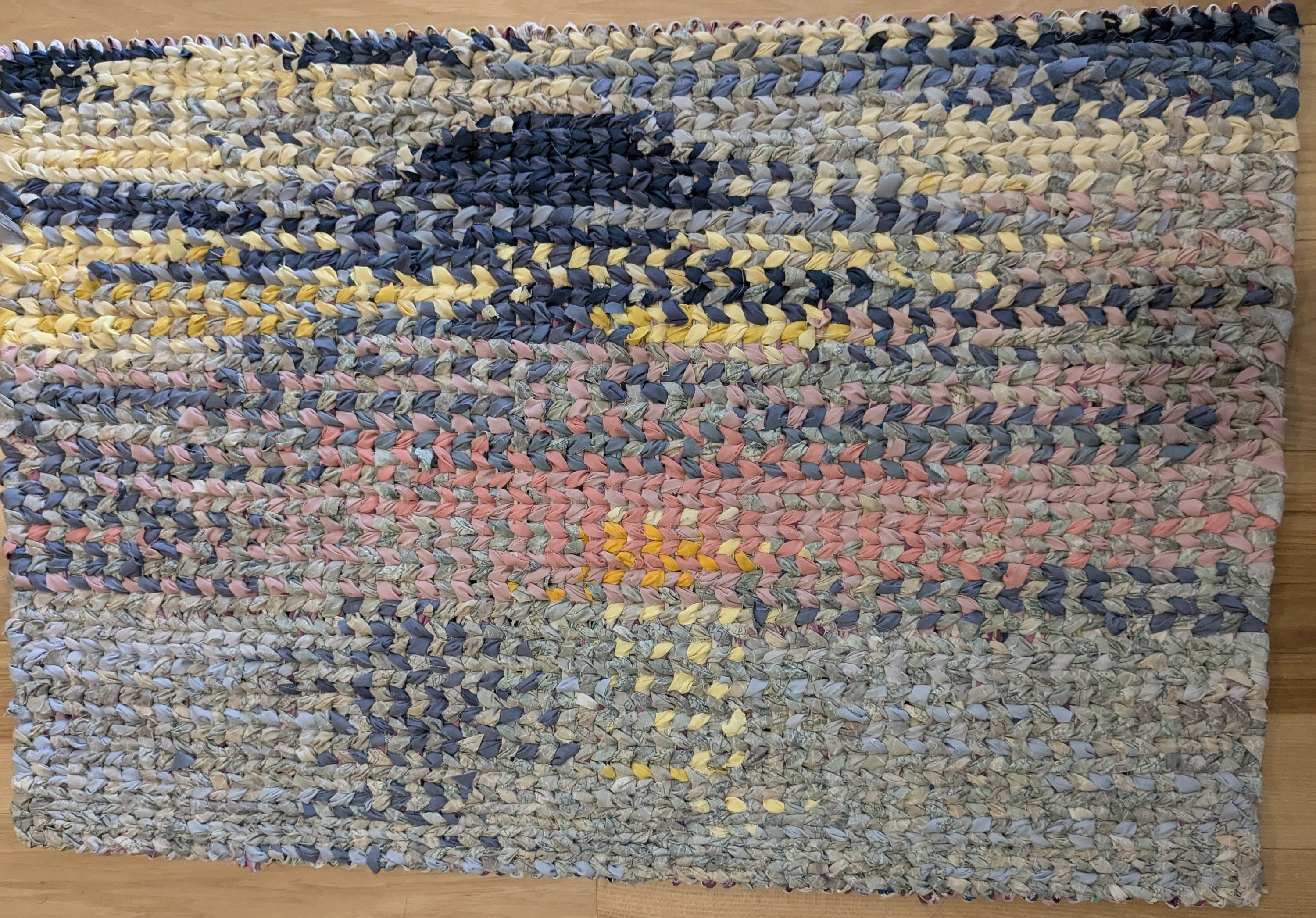 Twining Rag Rug Handwoven Twined Rag Rug, Sunset Colors, Upcycled Fabrics (22